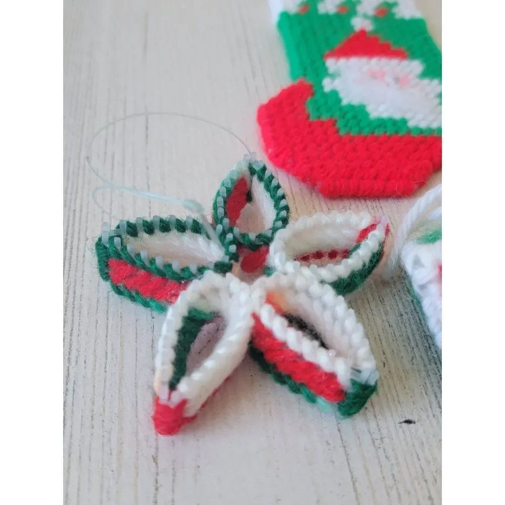 Crochet‎ Santa stocking ornament face star flower set Xmas